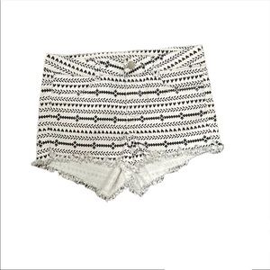 black and white patterned jean shorts